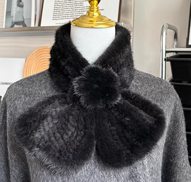 천연 밍크 니팅 꽃장식 머플러 4종컬러 택1 목도리 고급 여성 모피 목도리 RM240722