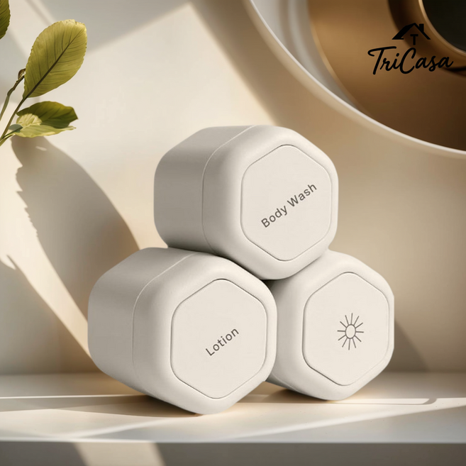 여행용 마그네틱 자석 공병 화장품 소분 공병 로션 바디워시 소분 리필병 3개 세트, 2세트, 베이지