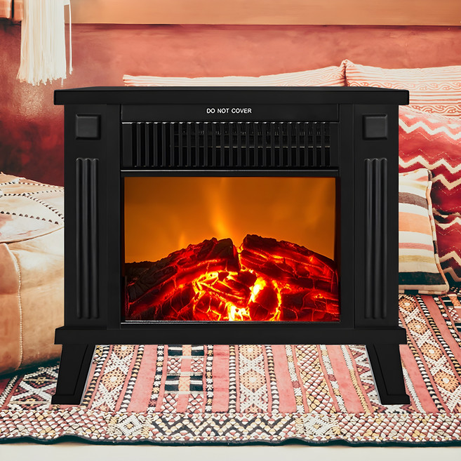 실내불멍 침실조명 감성캠핑 로망Q 불멍 무드등 전기온풍기 장작난로 LED 모닥불 히터 인테리어 크리스마스 여친선물 생일선물, 블랙