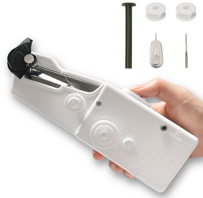 버니드업 가정용 미니 재봉틀 휴대용 간편한 옷수선, 매트화이트