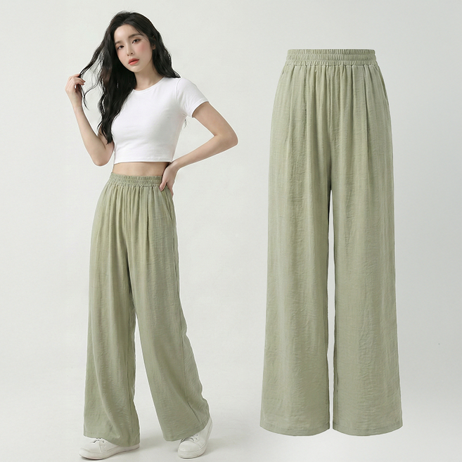 데일로엔 여성 여름 와이드 밴딩 롱 팬츠 데일리 바지