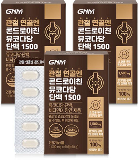 자연의품격 관절 연골엔 콘드로이친 뮤코다당 단백 1500 60g, 60정, 3개