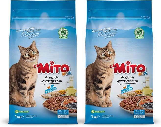 라미토믹스 어덜트 고양이 건식사료, 닭, 1kg, 2개