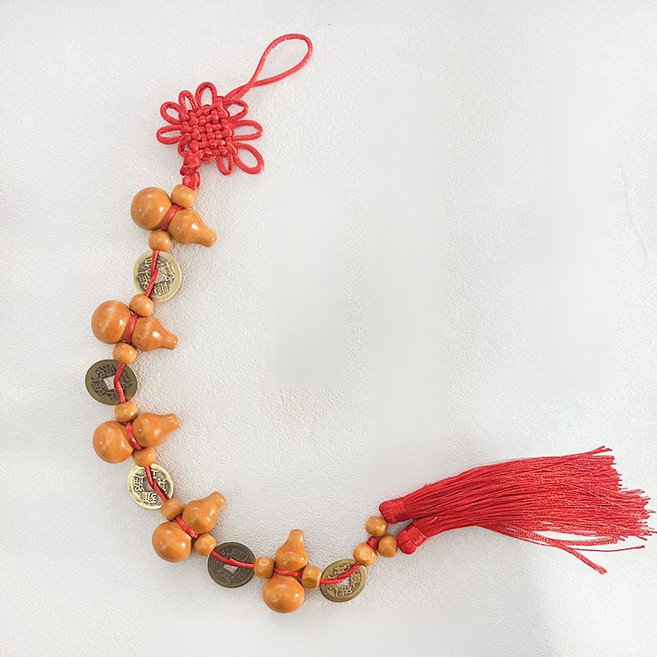桃木葫蘆五帝錢掛串, 1個, 五福臨門