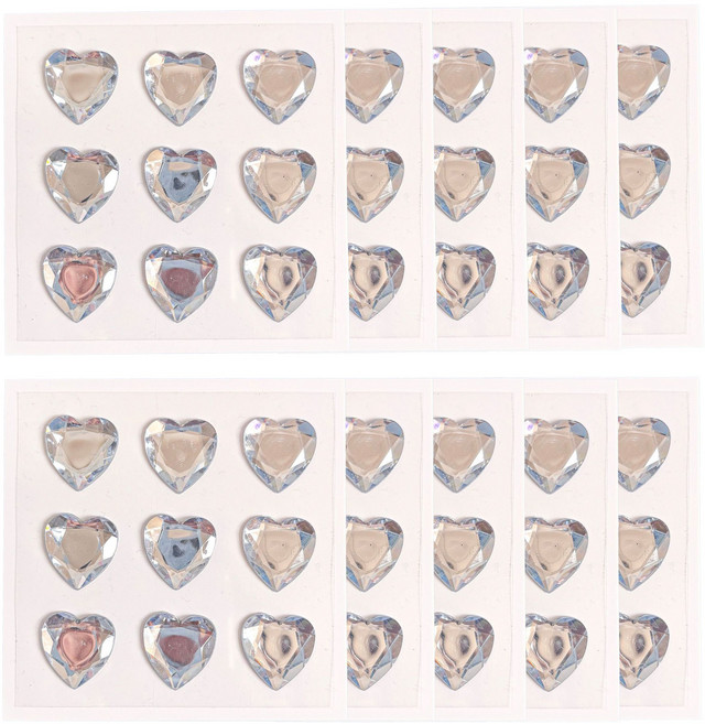 하트 큐빅 보석 입체 다이아 예쁜 비즈 스티커, 10개, 화이트