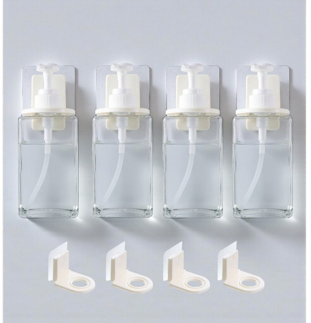 무타공 욕실 샴푸걸이 홀더 디스펜서 4P (1세트), 4개, 투명
