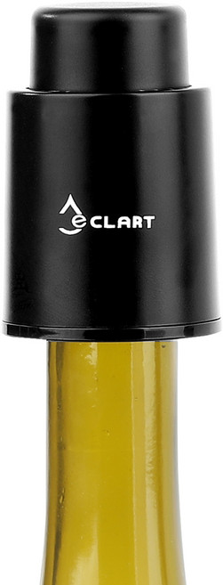 이클아트 ECLART W1 W2 와인스토퍼 블랙/실버 (와인마개/개봉날짜 표시/와인보관), 블랙, 1개