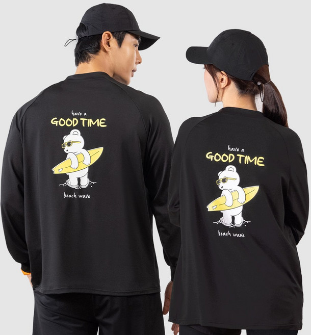 남성 여성 루즈핏 래쉬가드 커플 상의 긴팔 수영복 빅사이즈 스포츠웨어 자외선차단 체형커버