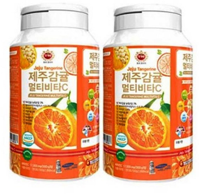 (5박스) 제주감귤 츄어블 멀티 온가족 비타민C 500mg 면역력 영양제 330정, 5개