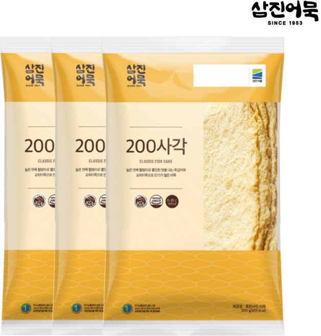 [삼진어묵] 200사각(특천사각) 1봉 300g (6개입) x3개, 3개