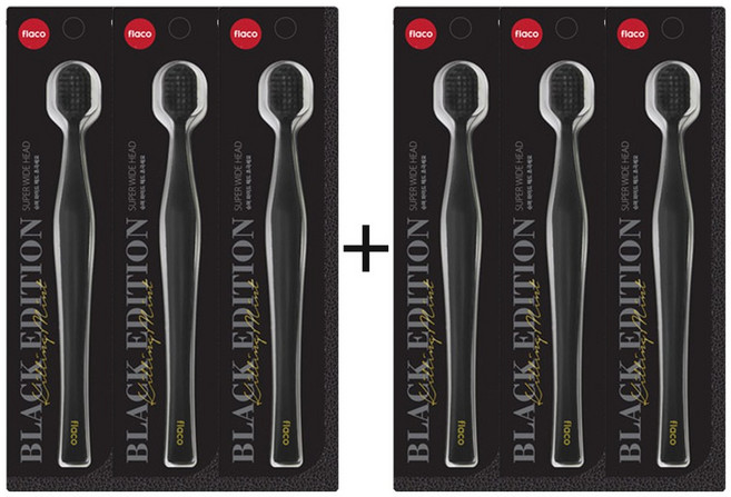 플라코 블랙에디션 칫솔 3+3 / 미세모 미백 치석제거, 1개