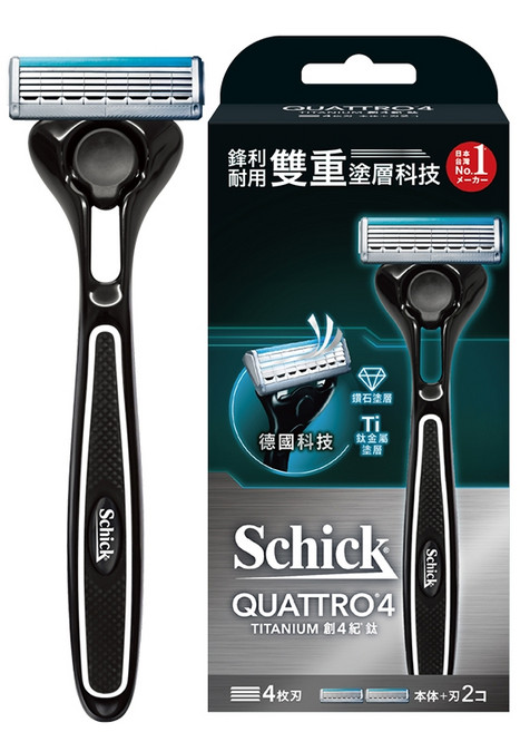 Schick 舒適牌 創4紀鈦 刮鬍刀, 1個, 刮鬍刀(1刀把2刀片)