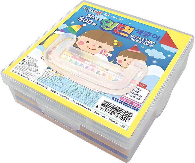 종이나라 케이스 양면 색종이, 50색, 500개