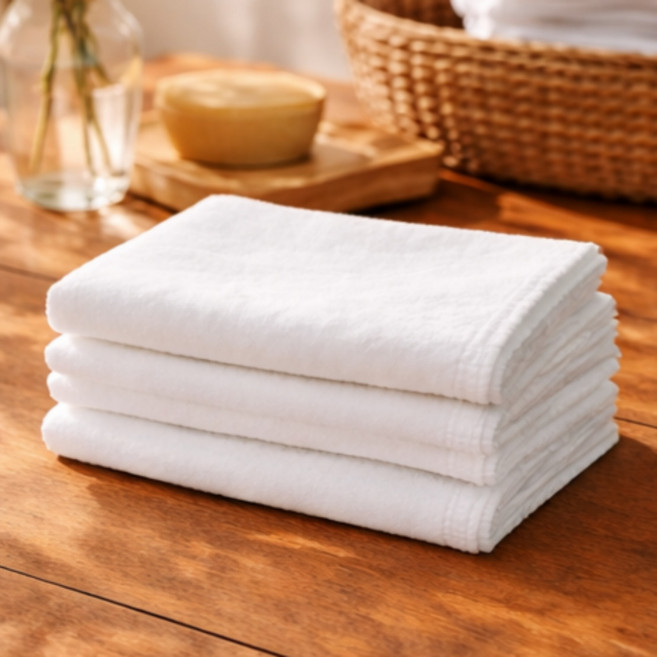 순면 소창수건(무형광), 3개, 4중(정련완료)