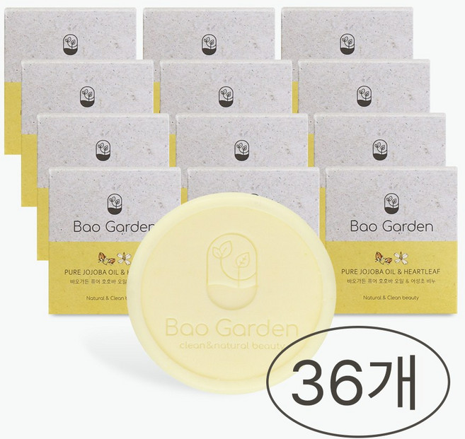 바오가든 퓨어 호호바 & 어성초 비누, 100g, 36개입