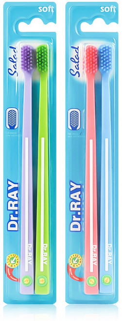 닥터레이 칫솔 샐러드 2PX4개 치과용 미세모 항균모, 4개, 2개입