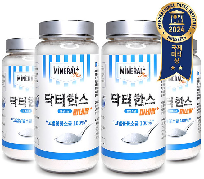 닥터한스 명품 프리미엄 용융소금 미네랄 플러스 SBS 생활의달인 태초솔트 [원산지:국산(강원도 홍천군)], 500g, 4개