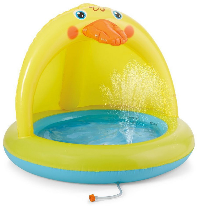 HI WENA 充氣遮陽噴水戲水池, 小黃鴨遮陽噴水池,帶電泵(220V), 1個