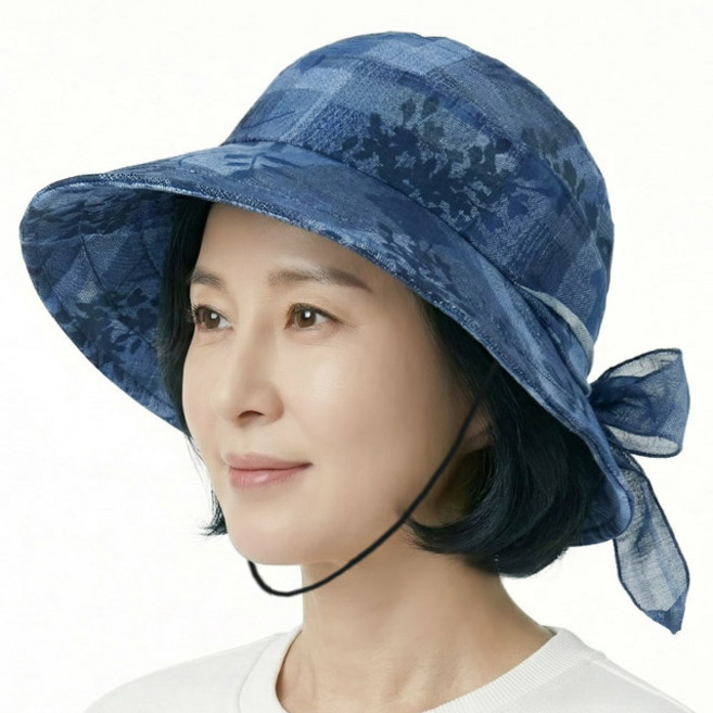 여름 벙거지 시스루 아트 나염 와이어햇 중년여성 모자 할머니 화려한 망사 플라워