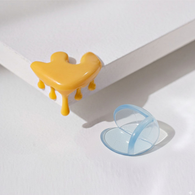 [MSMULTIVERSE] 머리쿵 방지템 간편 부착 가구 모서리 코너 인테리어 보호대 가드, 투명+노랑, 8개