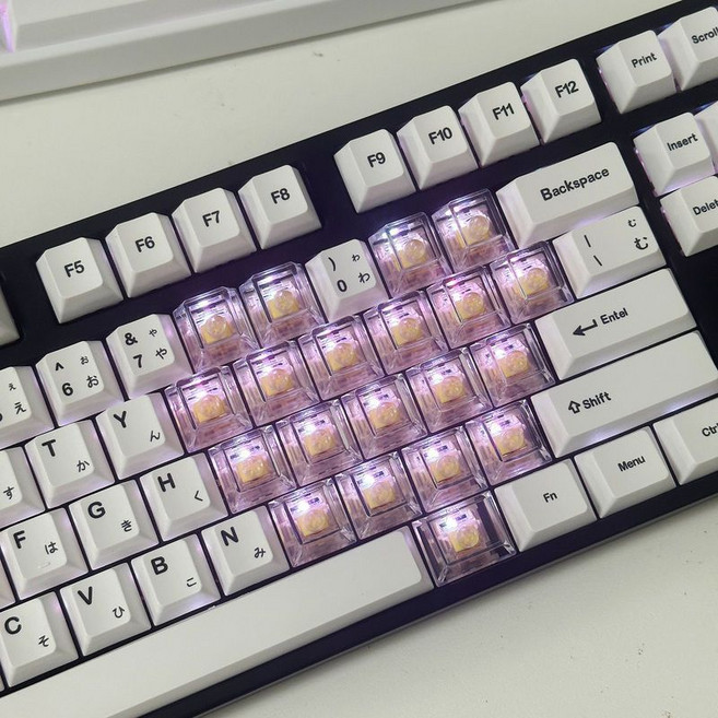 DIY透明愛心鍵帽 PC高透材質 心形個性鍵帽 適配磁軸機械鍵盤, 透明鍵帽（21顆無字符印刷）