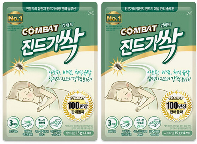 컴배트 진드기싹 시트형 4매입 / 진드기 퇴치 패치, 2개