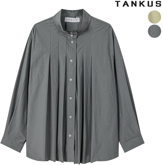 탱커스 여성 차이나넥 핀턱 블라우스