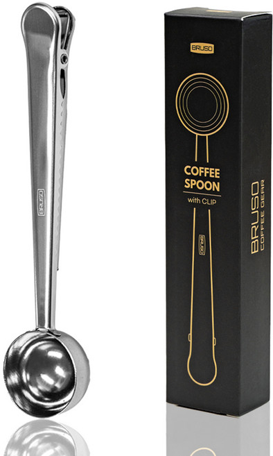 브루소 클립 계량스푼 스테인리스 커피 스쿱 집게 원두 카페, 실버, 1개