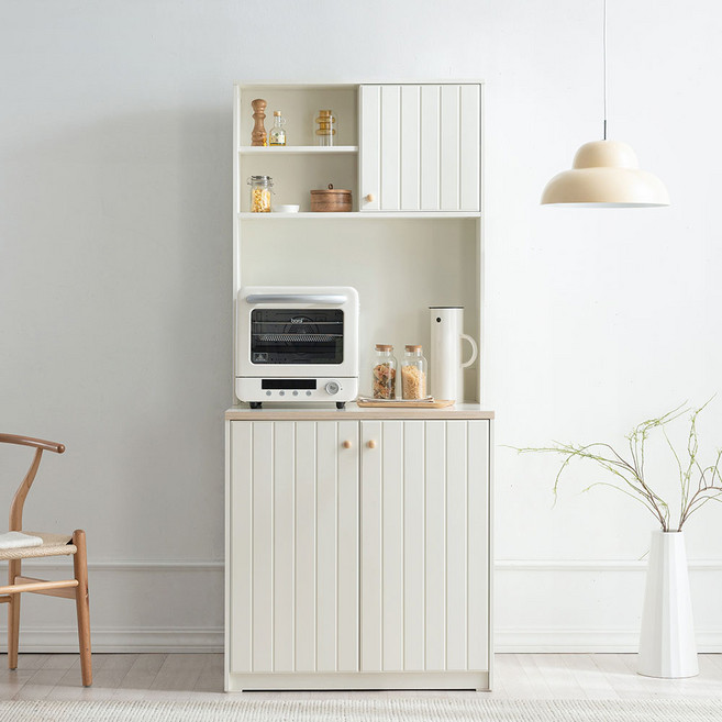 리센트 퐁듀 홈카페 속깊은 주방수납장 800 상부장세트, 화이트