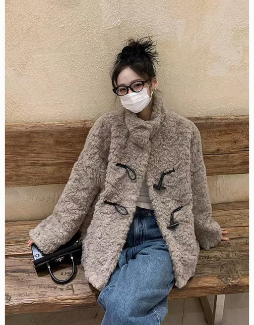 COSYEVNO 여성 아우터 겨울 기모 고급감 캐주얼 단추 스타일 데일리 편안 루즈 심플 긴팔 LFHygwt-10