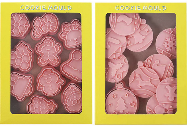 Mian Xiao Xin 비스킷 몰드 DIY 3D 입체 홈베이킹 도구 아이싱 쿠키스탬프 8종 세트 MX002, 크리스마스 D, 크리스마스 F, 2개입