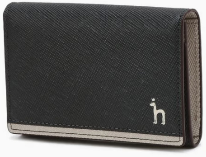 헤지스 라인배색 로고 남성 소가죽 카드/명함 지갑 (선물포장)