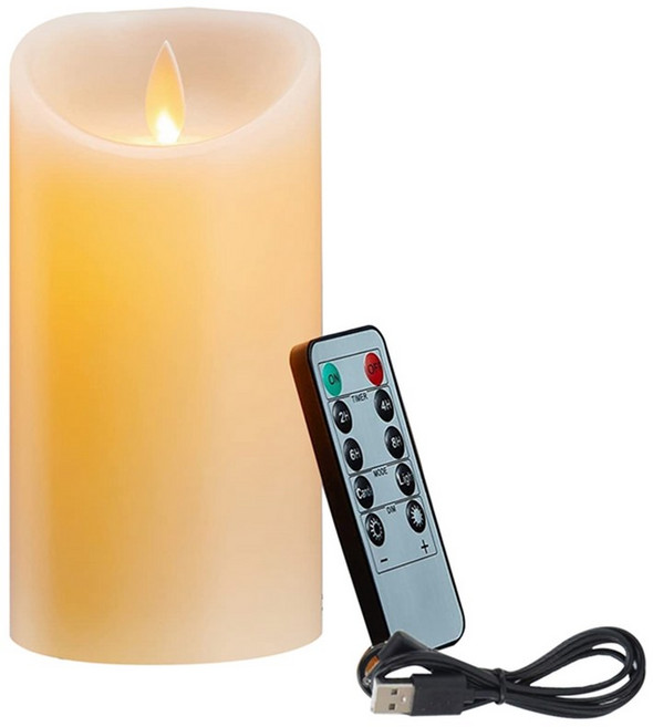 LED 양초 깜박이는 불꽃 없는 양초 충전식 양초 리모컨이 있는 실제 왁스 양초 A, 10cm, 크리미 화이트