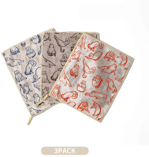 [만옥이네] 대나무 행주 귀여운 고양이, 1세트