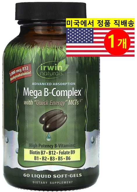 Irwin Naturals 어윈 내추럴스 비타민 B-복합체 중쇄중성지방 MCT 함유, 1개 - 쿠팡