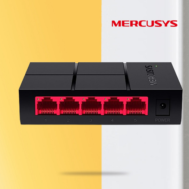 머큐시스 5 포트 10 / 100 / 1000 Mbps 기가비트 데스크톱 스위칭허브, MS105G, 1개
