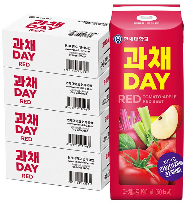 연세유업 과채데이 레드 190ml x 96팩, 96개