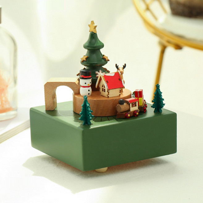 아트타임 크리스마스 원목 오르골 (6종) 대만 우드 오르골 움직이는 회전 오르골 인테리어소품 집들이선물, 01. 크리스마스 선물 기차 오르골