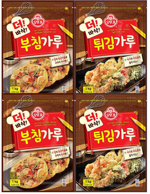 더바삭부침가루 1kg 2개 + 더바삭튀김가루 1kg 2개, 4개
