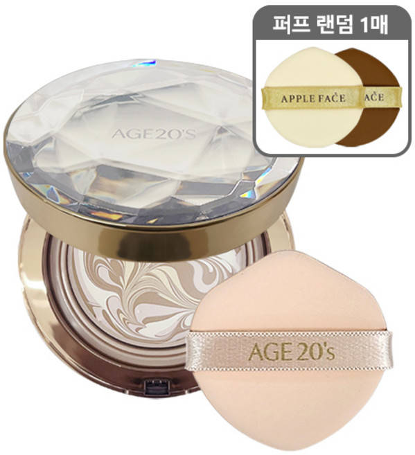 에이지20s 팩트 ID 에센스 커버 다이아 에디션 23호 본품+퍼프, 23호 본품+애플페이스 퍼프 1매(랜덤), 1개