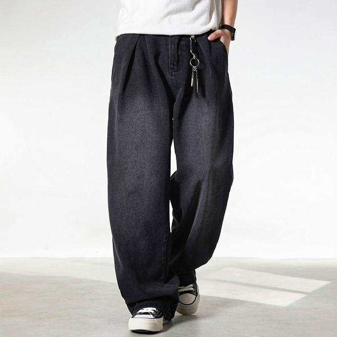 남성 빅사이즈 와이드핏 스트레이트 빈티지 소프트 캐주얼 워싱 청바지