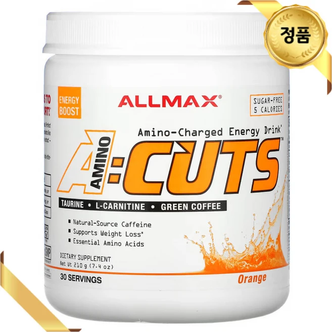ALLMAXNutrition ACUTS Amino Charged Energy Drink Orange 올맥스뉴트리션 아미노 차지드 에너지 드링크 오렌지 210g 칼슘 L카르니틴 함유, 1개 - 쿠팡