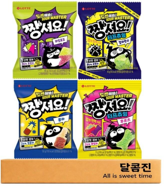 [달콤진] 짱셔요 콜라맛 + 후르츠맛 + 라임포도맛 + 깔라만시맛, 1세트, 194g