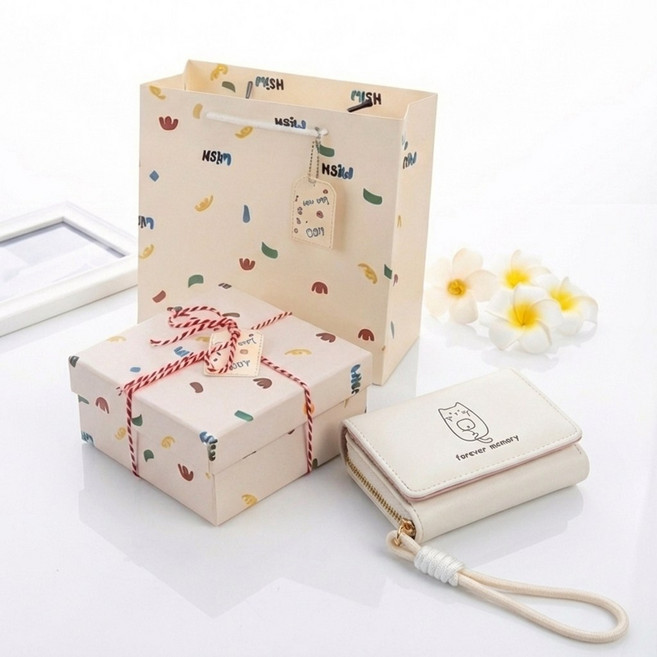 학생 미니 지갑 카드 동전 지갑 귀여운 캐릭터 손목 스트랩 지갑 (선물상자포함)