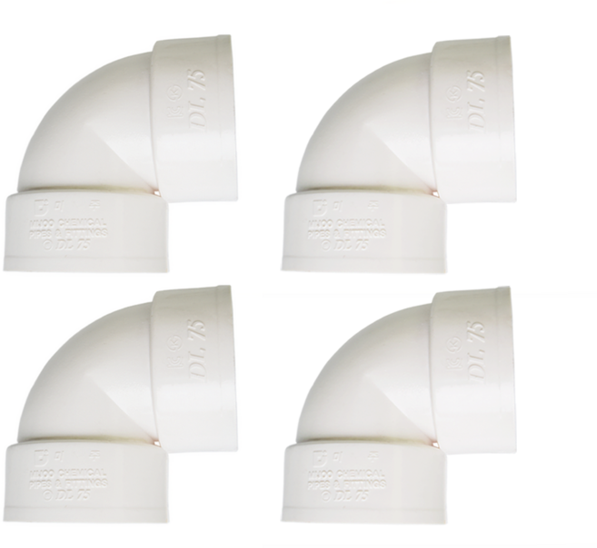 PVC 90도 엘보 VG2 부속, 4개