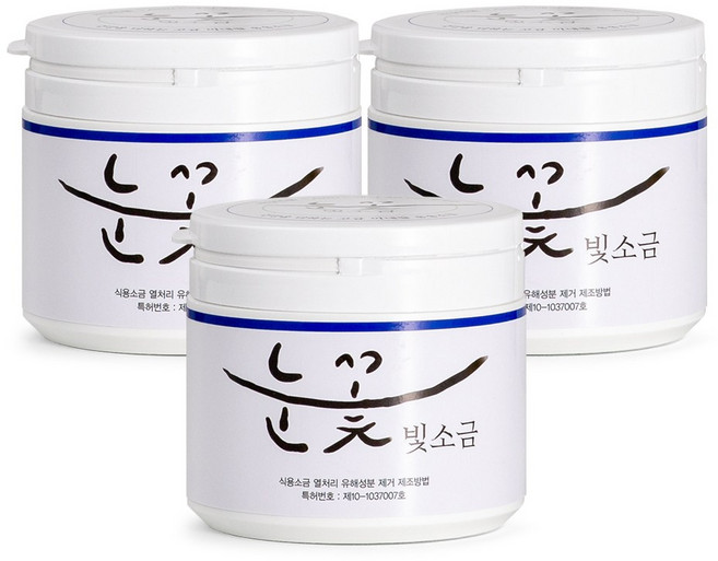 눈꽃빛 미네랄 용융소금 1000도 천일염 소금물 알칼리 소금, 500g, 3개