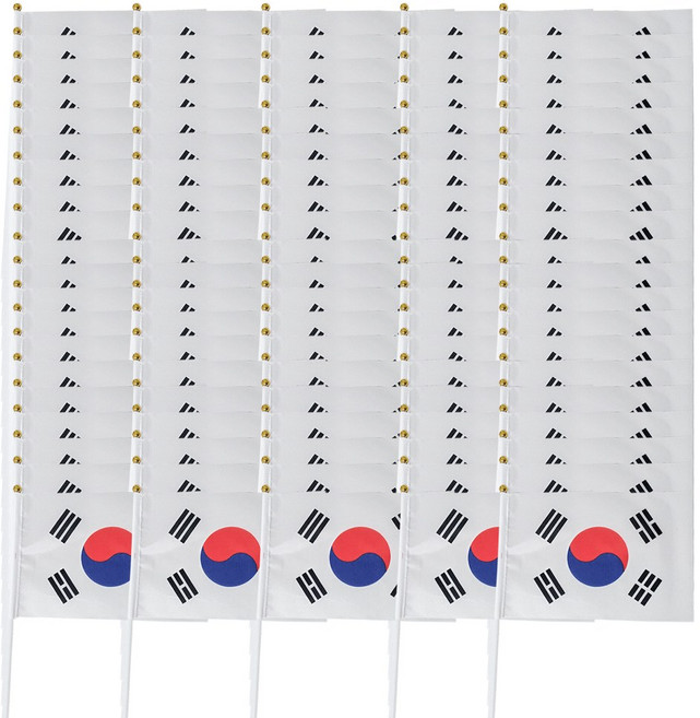 쇼핑팩토리 미니 천 수기 태극기, 100개, 중형 조립O