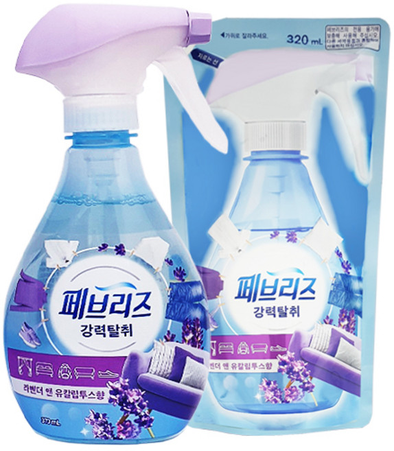 페브리즈 라벤더 앤 유칼립투스향 용기 370ml + 리필 320ml 섬유탈취제냄새제거, 1개