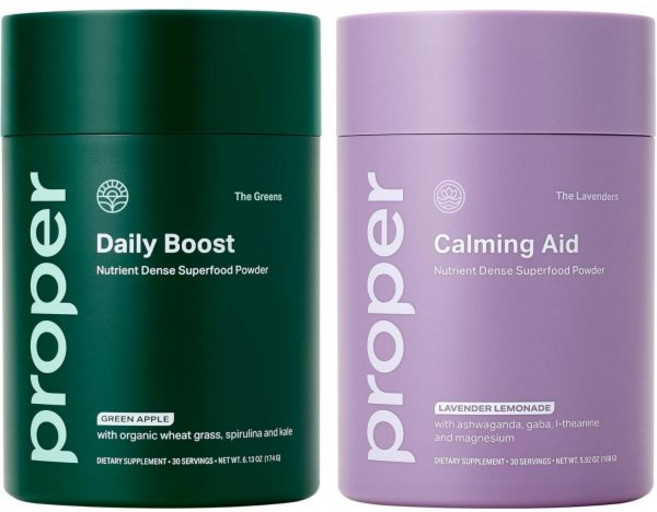 적절 웰니스 번들 데일리 그린 & 릴랙세이션 음료 믹스 | 프로바이오틱스가 함유된 슈퍼푸드 파우더 마그네슘 적응제가 진정 소화