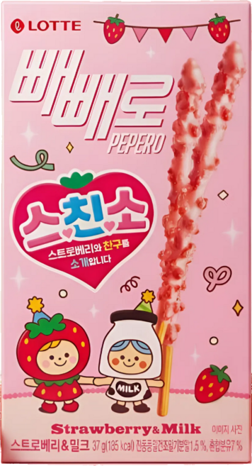 스친소 빼빼로 스트로베리 밀크, 37g, 40개